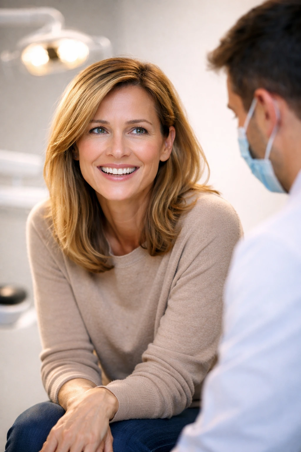 Paciente feliz con su nueva sonrisa